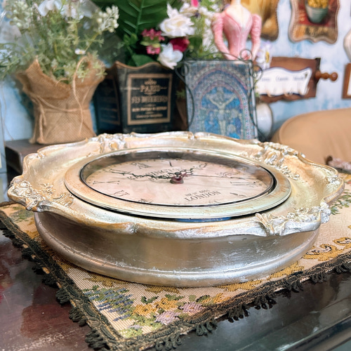 フレンチアンティーク調 ウォールデコレーション クロック 壁掛け時計