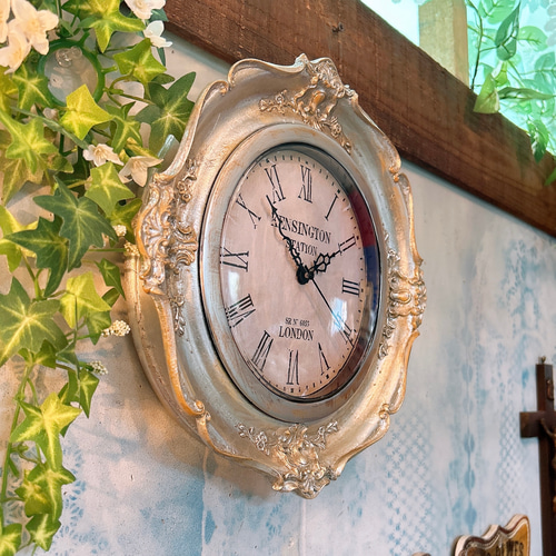 フレンチアンティーク調 ウォールデコレーション クロック 壁掛け時計