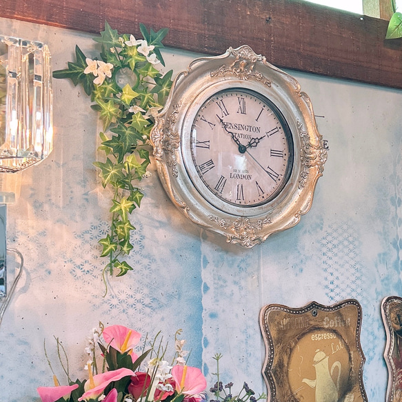 フレンチアンティーク調 ウォールデコレーション クロック 壁掛け時計