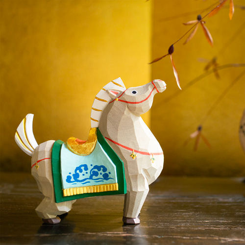 干支 午 馬 奈良一刀彫 畑村龍哉 特大サイズ 正月飾り 木彫り 木地