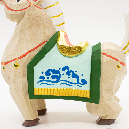 干支 午 馬 奈良一刀彫 畑村龍哉 特大サイズ 正月飾り 木彫り 木地