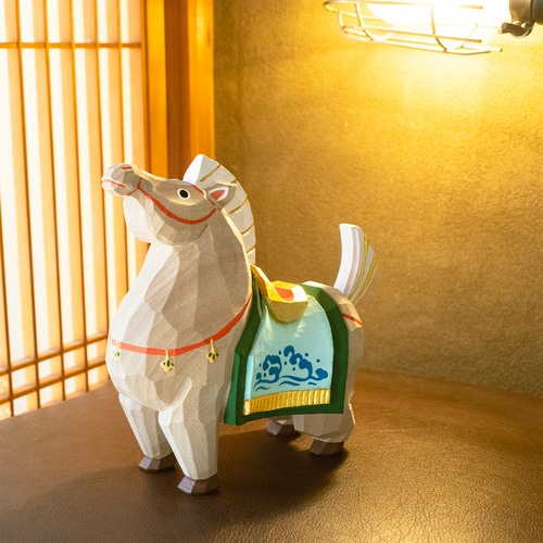 干支 午 馬 奈良一刀彫 畑村龍哉 特大サイズ 正月飾り 木彫り 木地