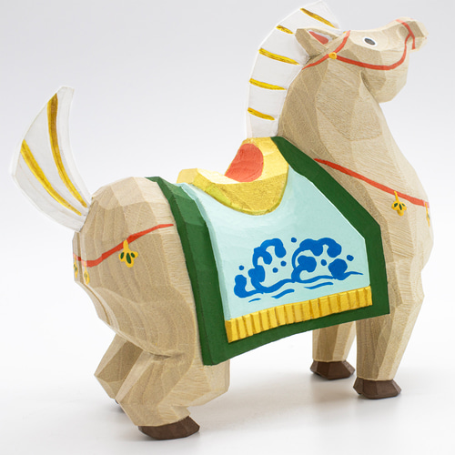 干支 午 馬 奈良一刀彫 畑村龍哉 特大サイズ 正月飾り 木彫り 木地