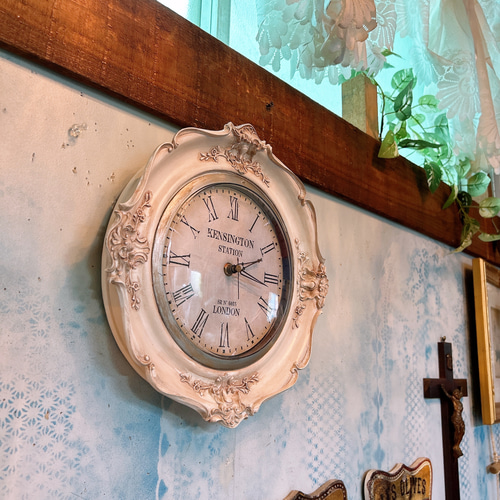 フレンチアンティーク調 ウォールデコレーション クロック 壁掛け時計