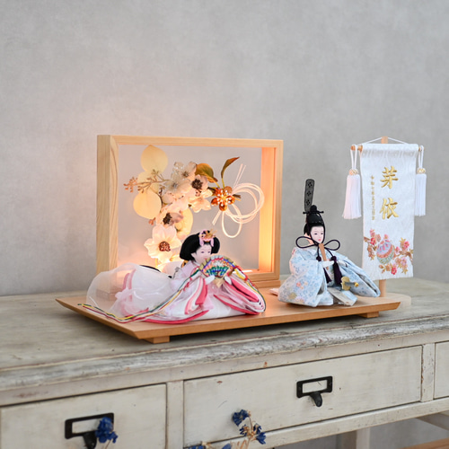 2026年新作【フラワーアート×LEDライト】ウエディング雛飾りセット