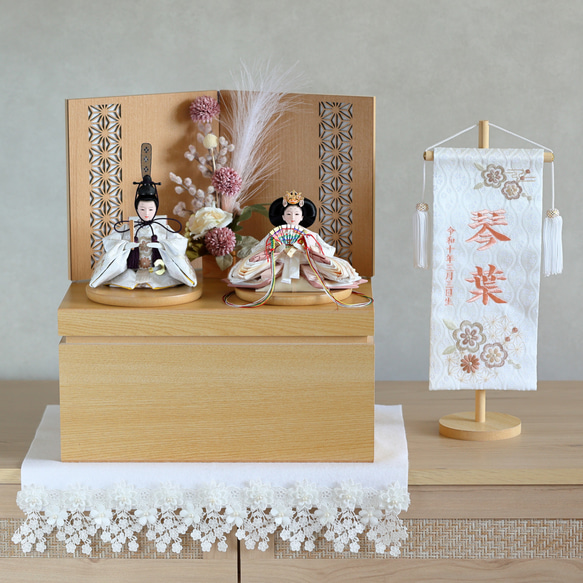 2026年新作★今だけ名前旗プレゼント♪コンパクトdeかわいい収納おひな様♪ 1枚目の画像