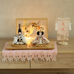 2026年新作★くすみ春色のお雛様♪フラワーアート+LEDライティング 14枚目の画像