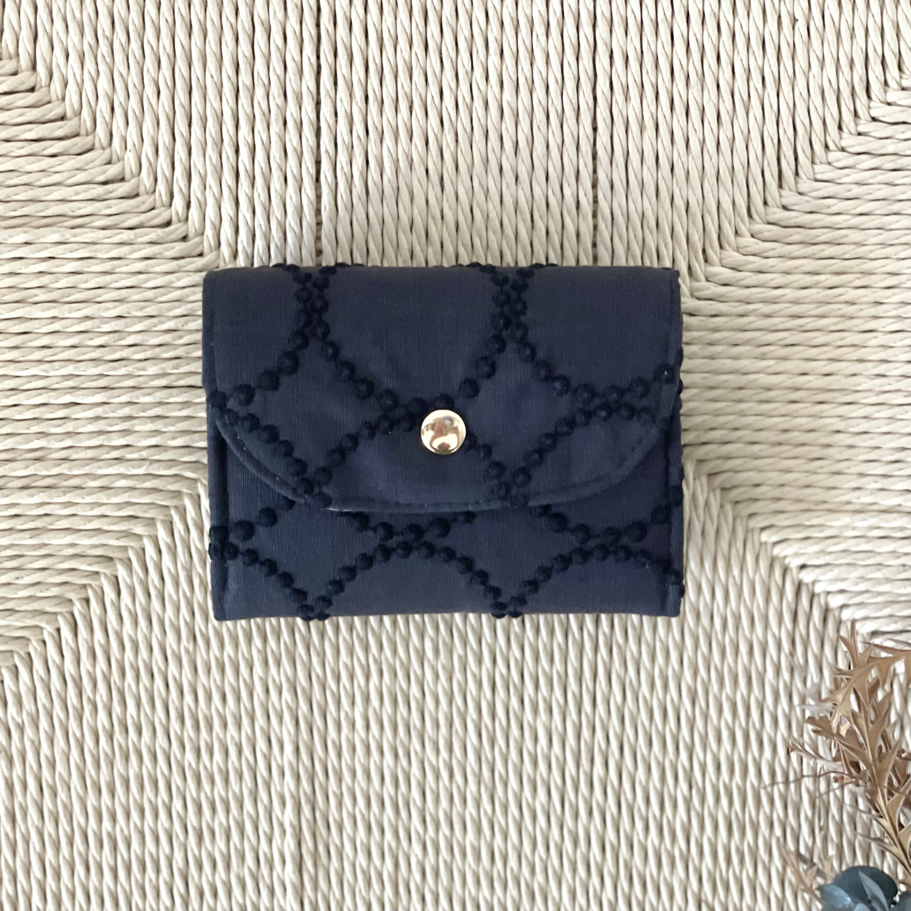 美品 ミナペルホネン mina perhonen tambourine カドルパース ネイビー  