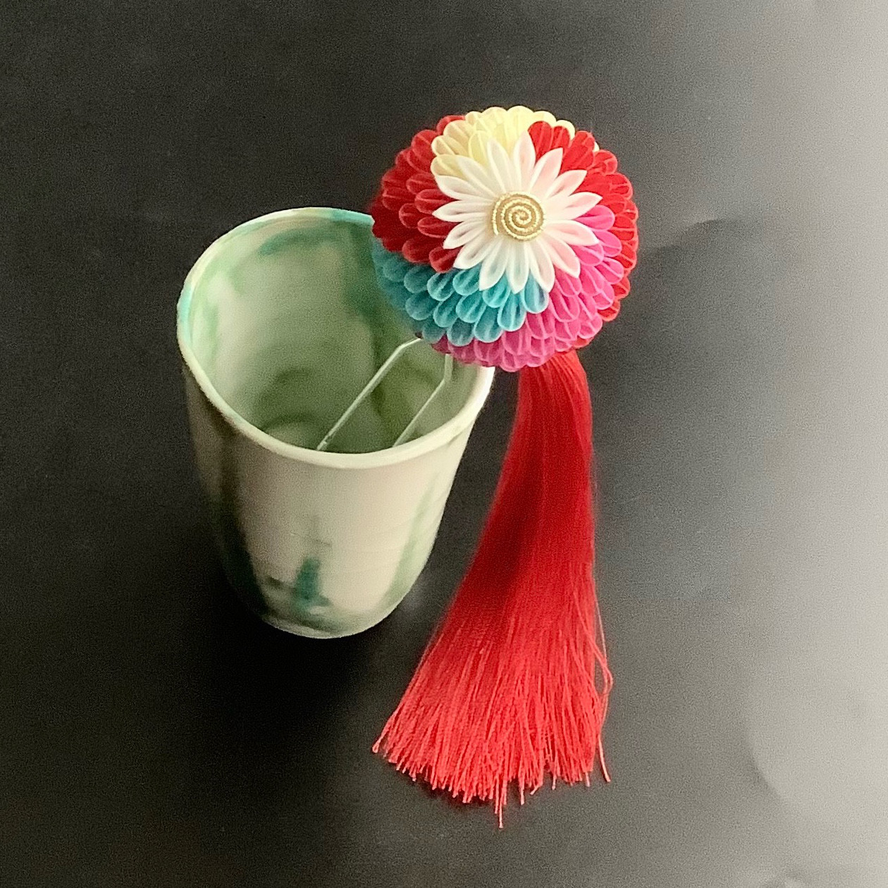 つまみ細工　七五三　くす玉かんざし(大)
