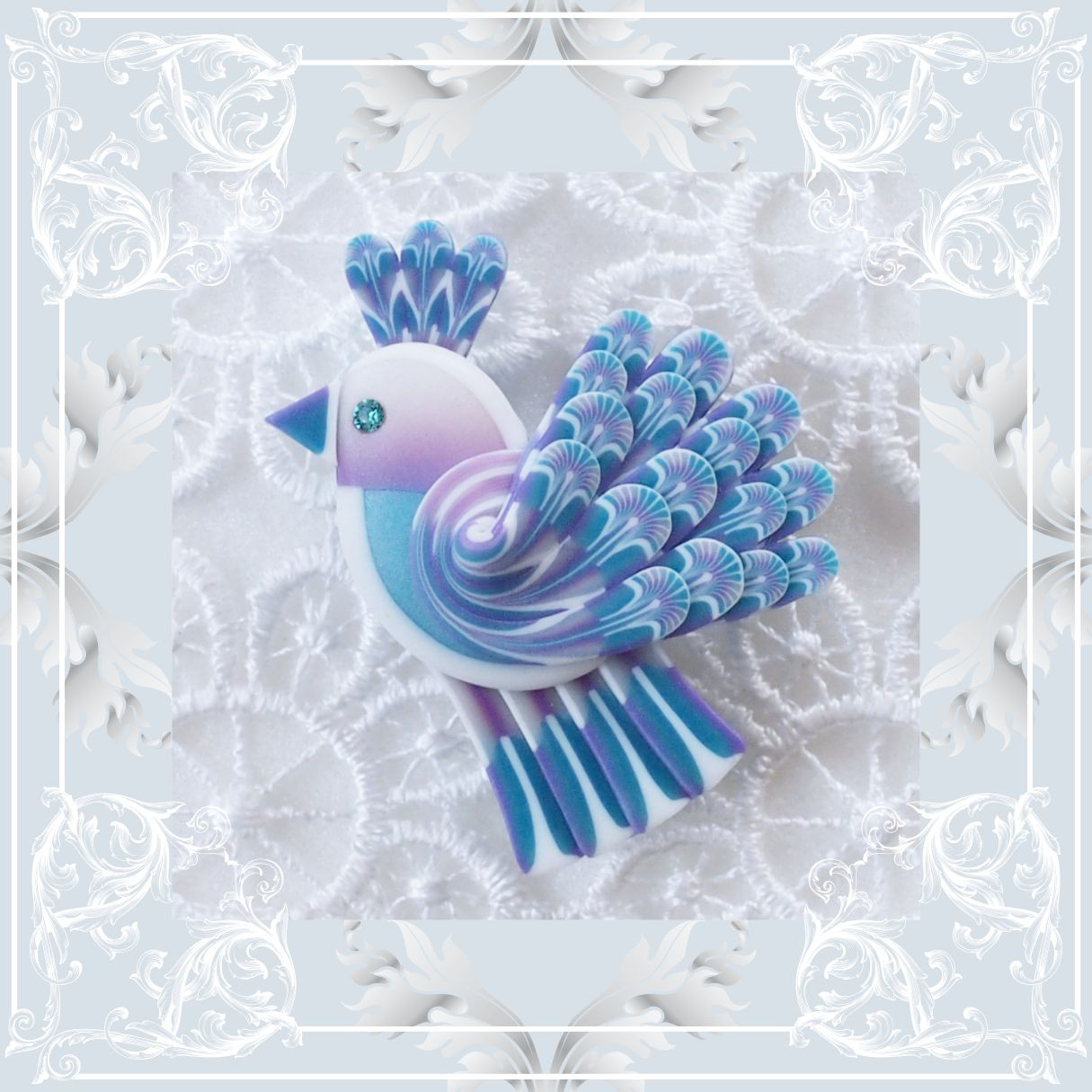 花の色鳥帯留め＊野ﾌﾞﾄﾞｳ＊