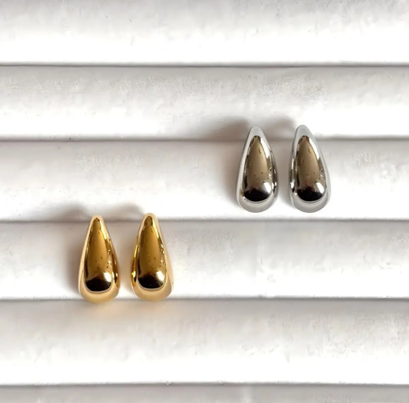 大ぶりドロップピアス(シルバー) サージカルステンレス　雫　しずく　ドロップ　カジュアル　ファッション　デイリー　 10枚目の画像