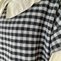 □新作秋冬用ウールギンガムチェックワイドゆったりベスト★フリーサイズ/グレーブラック／重ね着 5枚目の画像