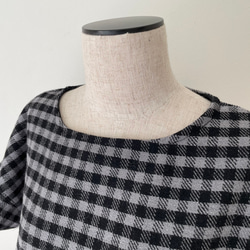 □新作秋冬用ウールギンガムチェックワイドゆったりベスト★フリーサイズ/グレーブラック／重ね着 4枚目の画像