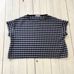 □新作秋冬用ウールギンガムチェックワイドゆったりベスト★フリーサイズ/グレーブラック／重ね着 8枚目の画像