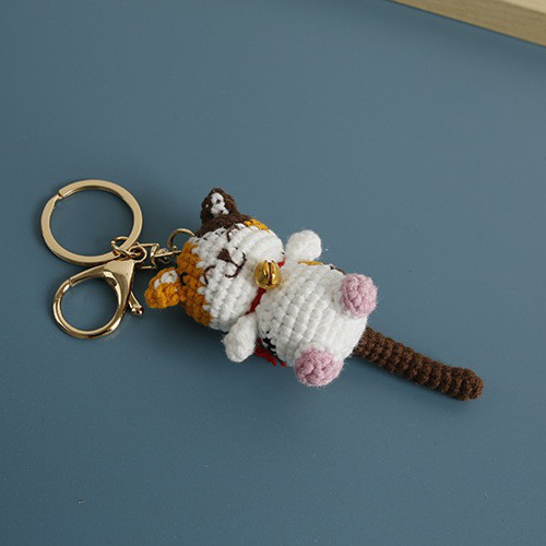 はる　あみぐるみ　キーホルダー　猫 猫ちゃんキーホルダーあみぐるみ編みものバッグチャーム飾り その他