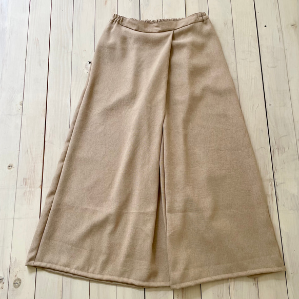 □再販リネンライクナチュラルワッシャーロングワイドパンツ　フラックス★ポケット付  丈調節可能　吸水、速乾、イージーケア 13枚目の画像