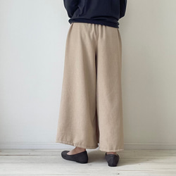 □再販リネンライクナチュラルワッシャーロングワイドパンツ　フラックス★ポケット付  丈調節可能　吸水、速乾、イージーケア 6枚目の画像