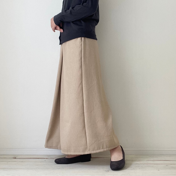 □再販リネンライクナチュラルワッシャーロングワイドパンツ　フラックス★ポケット付  丈調節可能　吸水、速乾、イージーケア 10枚目の画像