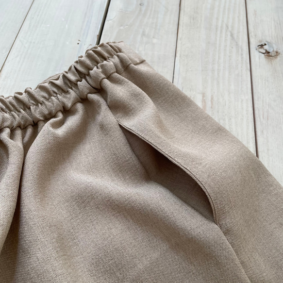 □再販リネンライクナチュラルワッシャーロングワイドパンツ　フラックス★ポケット付  丈調節可能　吸水、速乾、イージーケア 15枚目の画像