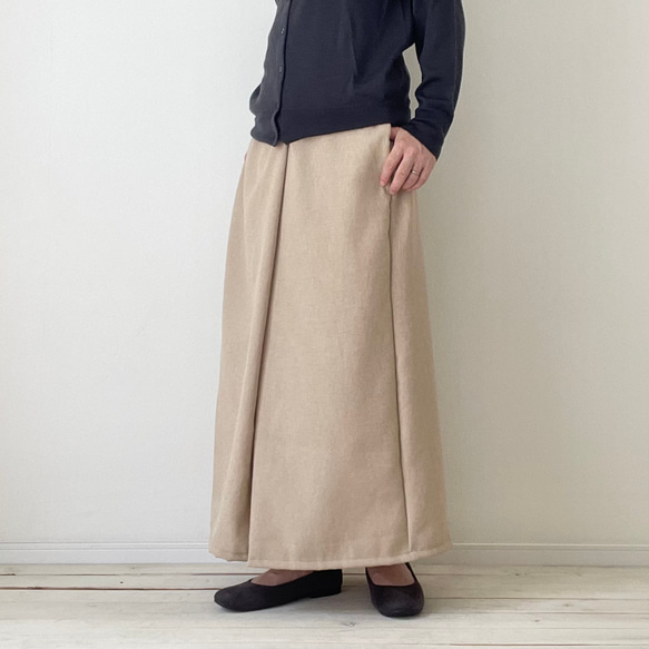 □再販リネンライクナチュラルワッシャーロングワイドパンツ　フラックス★ポケット付  丈調節可能　吸水、速乾、イージーケア 11枚目の画像