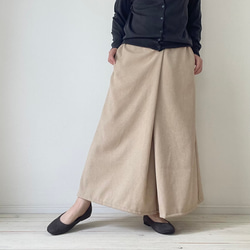 □再販リネンライクナチュラルワッシャーロングワイドパンツ　フラックス★ポケット付  丈調節可能　吸水、速乾、イージーケア 8枚目の画像