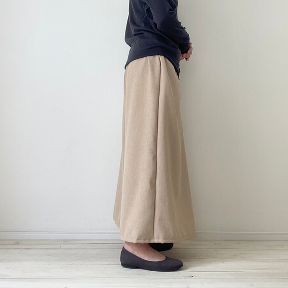 □再販リネンライクナチュラルワッシャーロングワイドパンツ　フラックス★ポケット付  丈調節可能　吸水、速乾、イージーケア 9枚目の画像