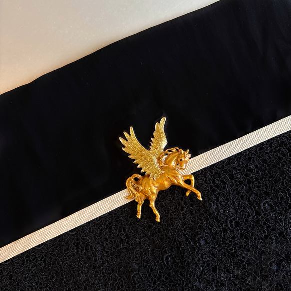 2026  干支　午年【馬】ペガサス帯留め.:*・゜(ブローチ変更可) 2枚目の画像