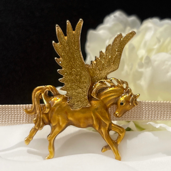 2026  干支　午年【馬】ペガサス帯留め.:*・゜(ブローチ変更可) 5枚目の画像