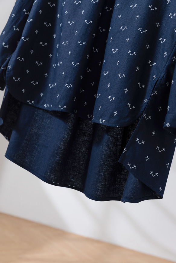 ゆったりとしたシルエットでありながら、きちんと感のあるブラウス　長袖ブラウス　綿麻　251004-1 3枚目の画像