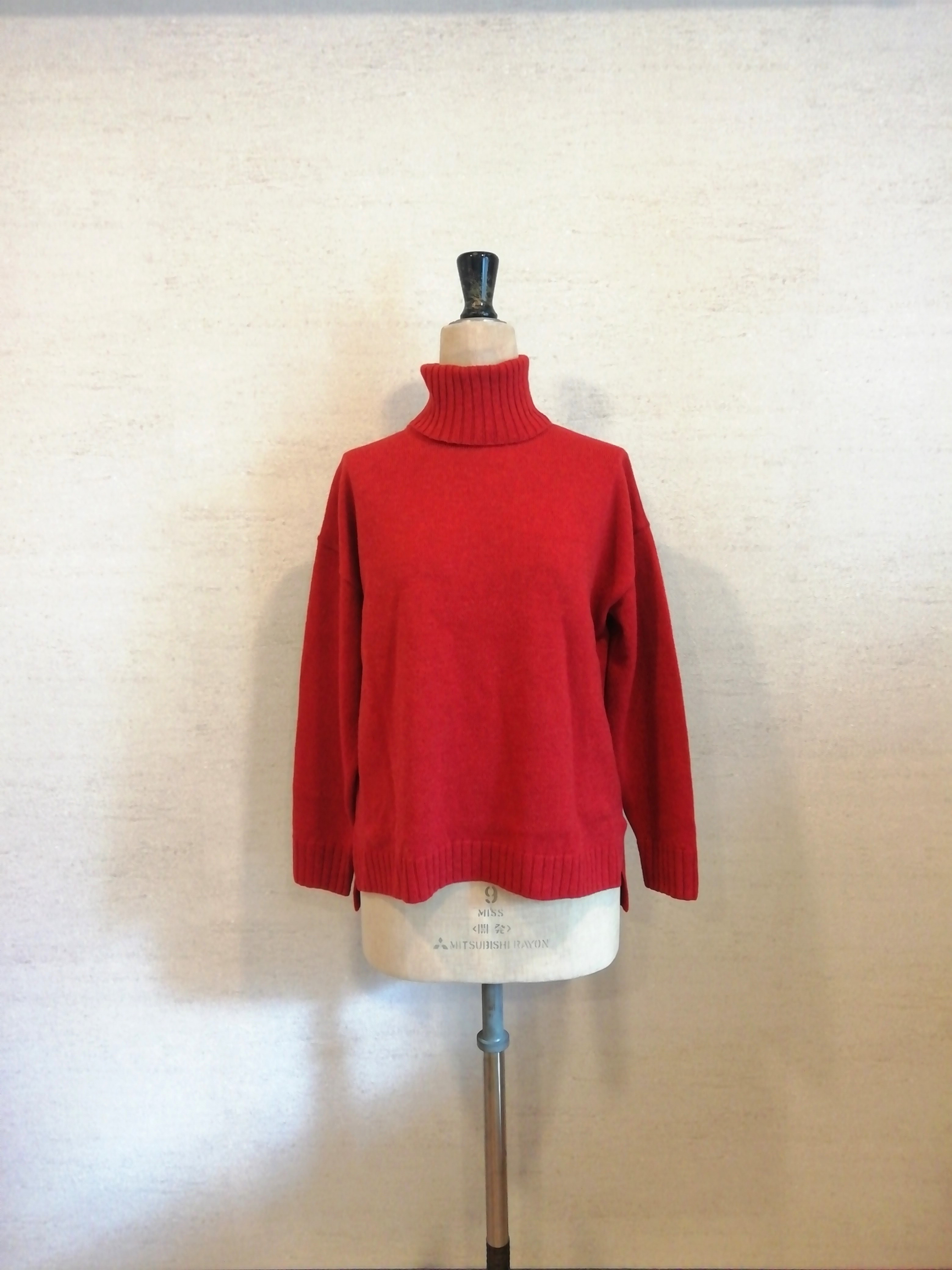 【再販♡】軽くてふんわり暖かウール混タートルネックプルオーバー　レッド