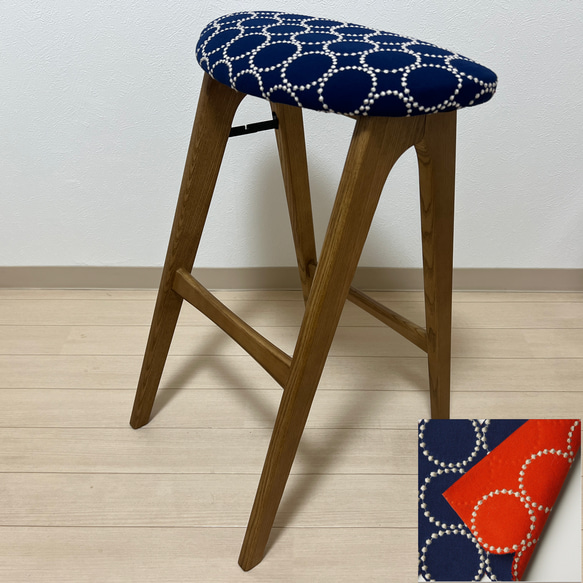 ミナペルホネン スツール タンバリン 折りたたみ 【ネイビー/オレンジ