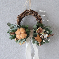 ラナンキュラスの春 ドライフラワーーリース ドライフラワー I Bee