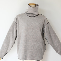 大人カジュアル デザインスフリースプルオーバー：サンドベージュ 9枚目の画像