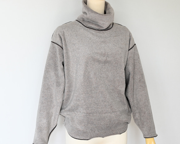 大人カジュアル デザインスフリースプルオーバー：サンドベージュ 6枚目の画像