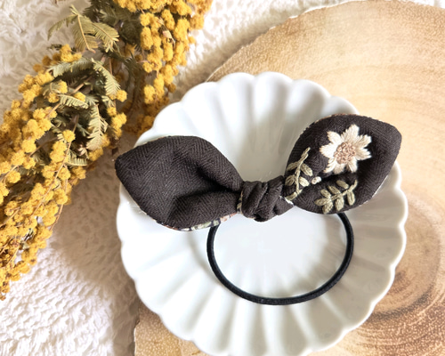 ✼販売品✼ 刺繍リボンヘアゴム 刺繍ヘアゴム ヘアアクセサリー 刺繍