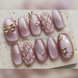 ネイルチップ キルティング/お上品/くすみピンク/マグネット ネイル