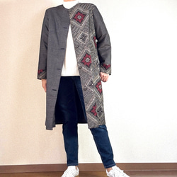 日本/大島紬】アンティーク大島紬のパッチワークガウチョパンツ 青秋名