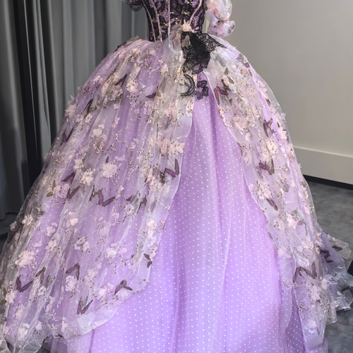 紫 ゴージャススタイル美しい 花レース キラキラのスパンコール カラー