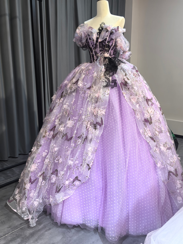 紫 ゴージャススタイル美しい 花レース キラキラのスパンコール カラー