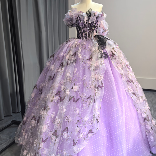 紫 ゴージャススタイル美しい 花レース キラキラのスパンコール カラー