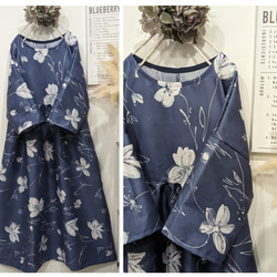 ♡北欧 ターコイズコクリコ花柄 ワンピース 半袖 ♡ ワンピース