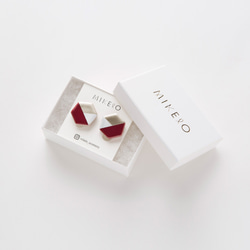 美濃焼 陶器 モダンライン ピアス／イヤリング｜朱（あけ）ワイン 丸 5枚目の画像