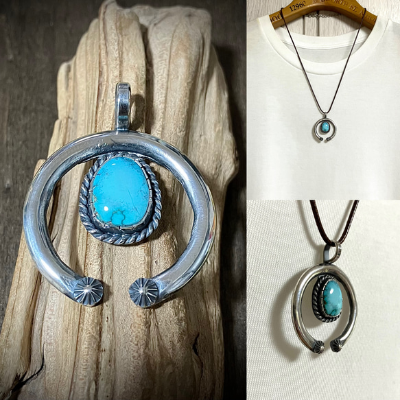 キングマン　ターコイズ　ナジャ　シルバー　ネックレス　#インディアンジュエリー キングマン ターコイズ ナジャ シルバー ネックレス ペンダント