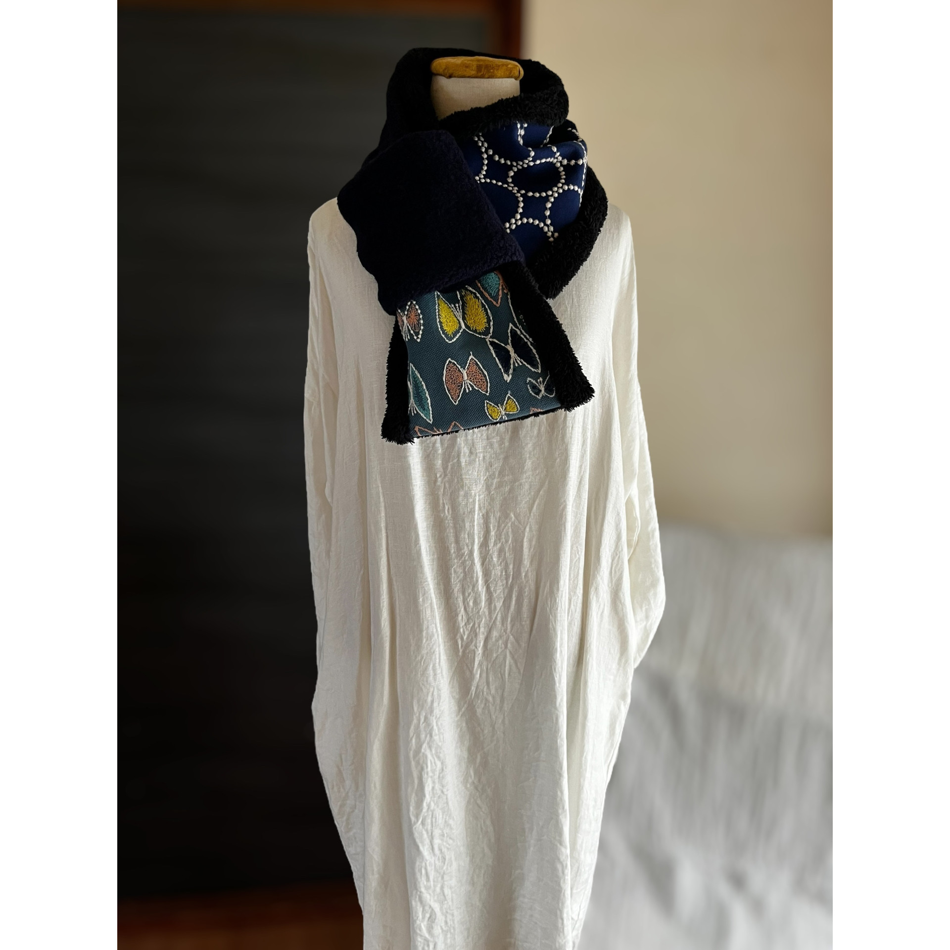 【マフラータイプ】sky flower・tambourineのネックウォーマーミナペルホネン生地使用