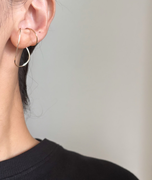 【期間限定】【秋の福袋No.4】イヤーカフ3点セット　Flame &cross pearl &box chain 6枚目の画像