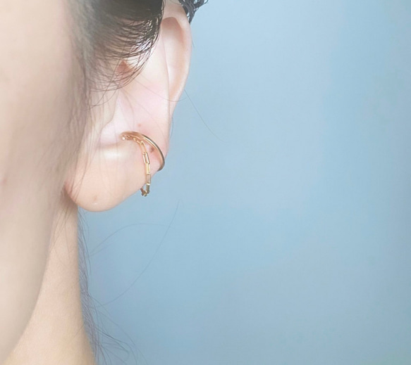 【期間限定】【秋の福袋No.4】イヤーカフ3点セット　Flame &cross pearl &box chain 14枚目の画像