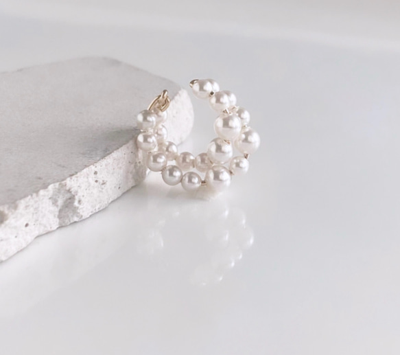 【期間限定】【秋の福袋No.4】イヤーカフ3点セット　Flame &cross pearl &box chain 15枚目の画像