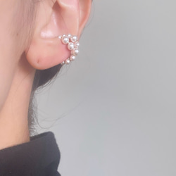 【期間限定】【秋の福袋No.4】イヤーカフ3点セット　Flame &cross pearl &box chain 10枚目の画像