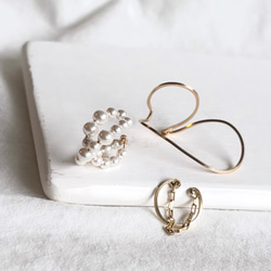 【期間限定】【秋の福袋No.4】イヤーカフ3点セット　Flame &cross pearl &box chain 2枚目の画像