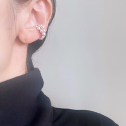 【期間限定】【秋の福袋No.4】イヤーカフ3点セット　Flame &cross pearl &box chain 13枚目の画像